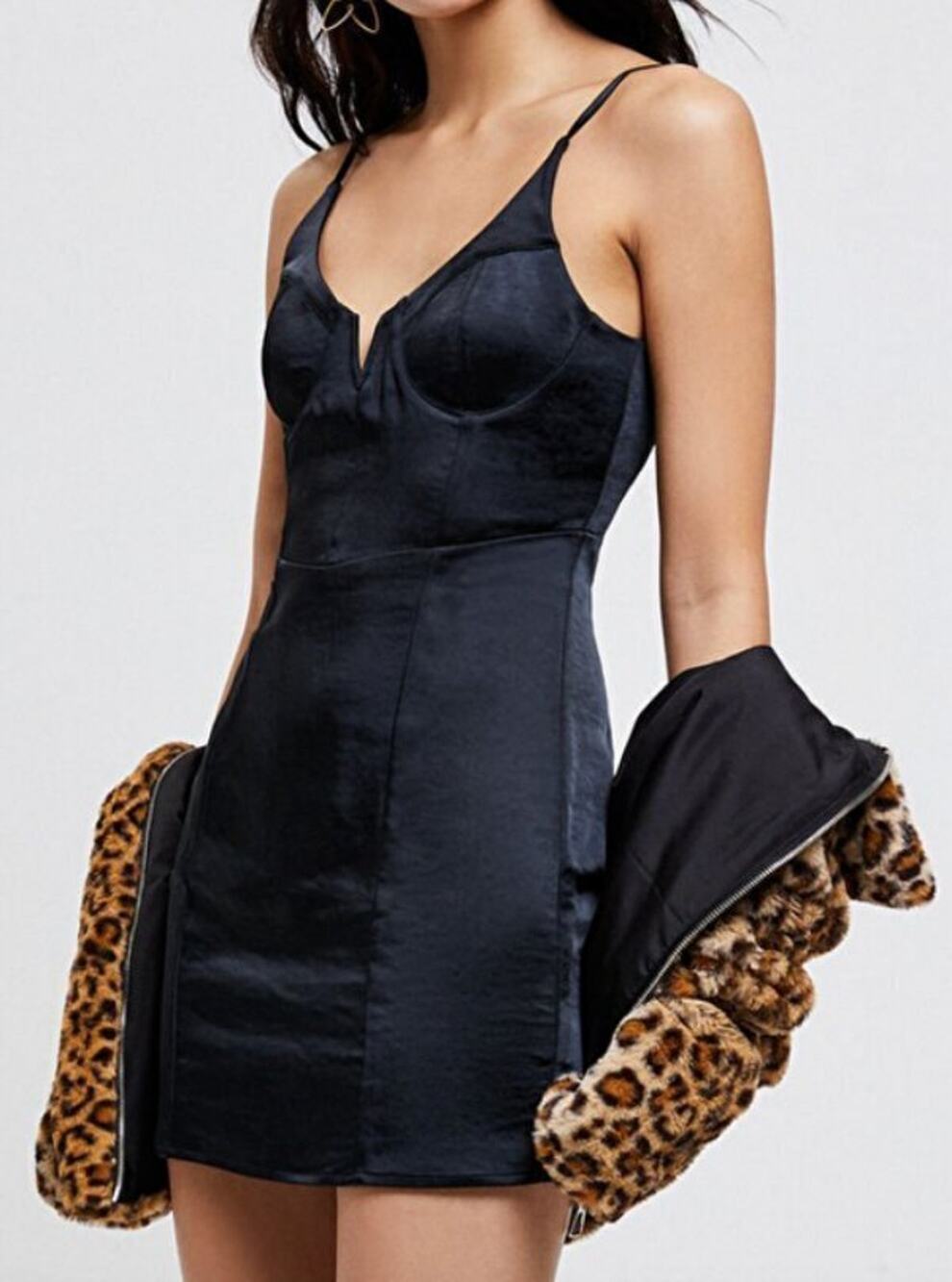 NEW KENDALL & KYLIE BLACK NOTCHED NECK SATIN BUSTIER MINI DRESS SIZE XS PACSUN